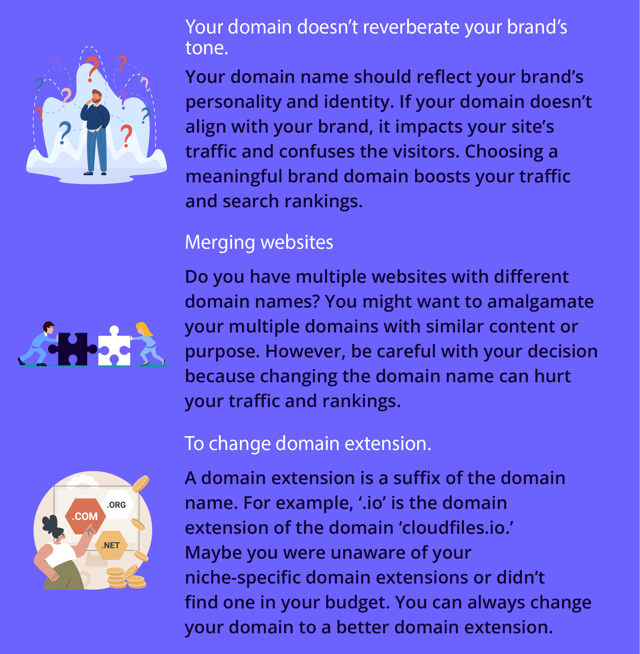Your domain doesn’t reverberate your brand’s tone.