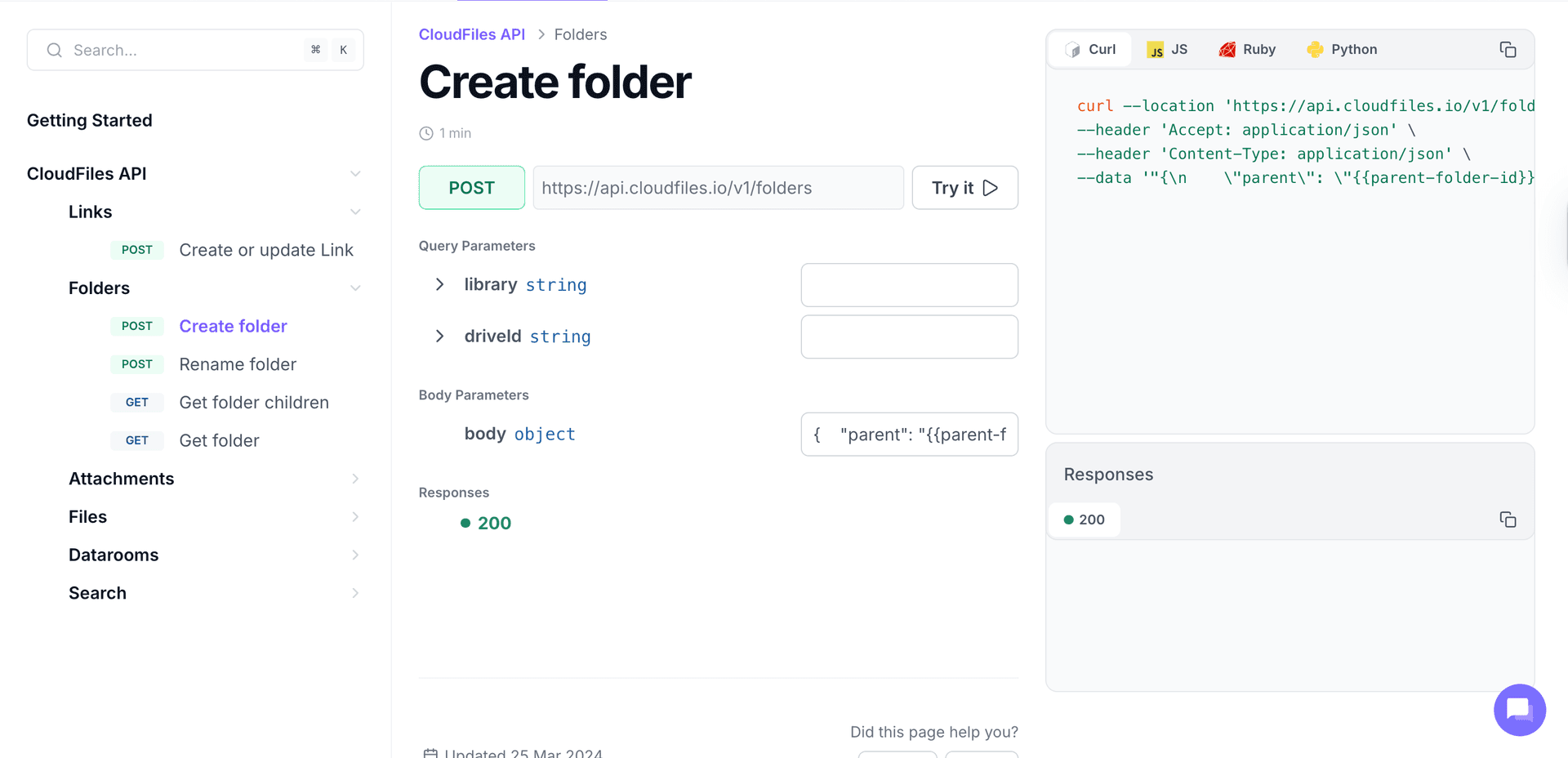 CloudFiles API