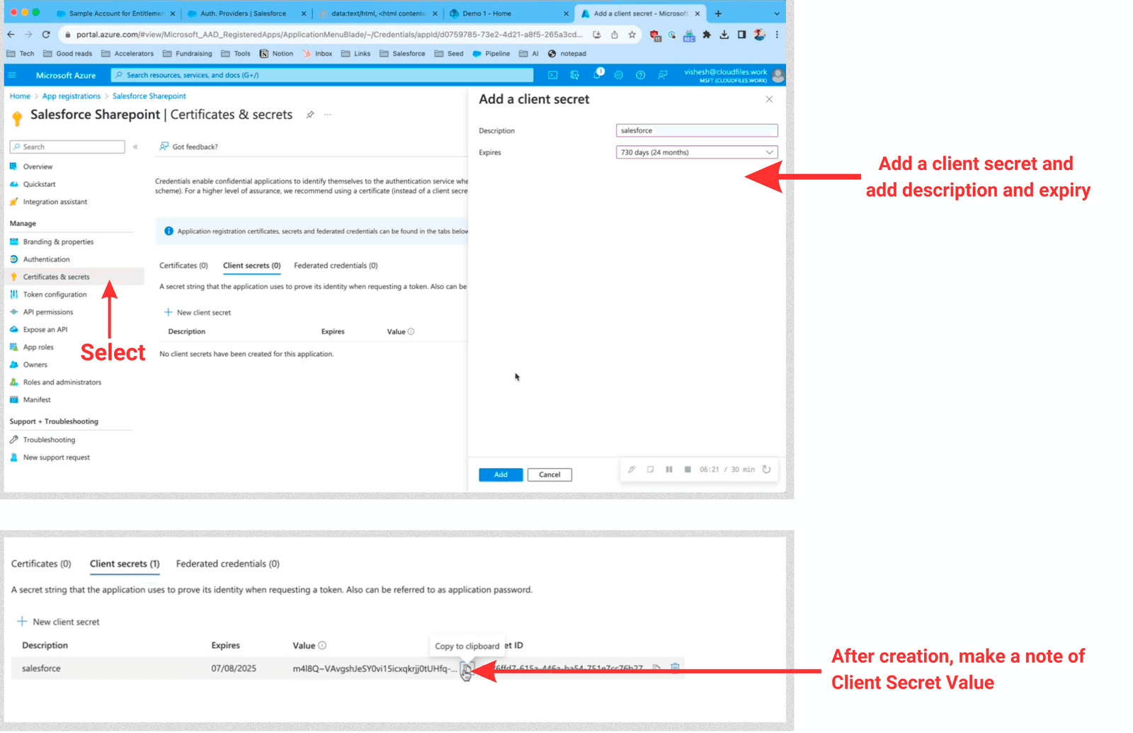 Step 4- Creating new client secret